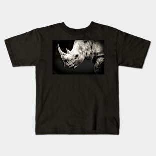 Monochrome | Black and White Series : Rhino Kids T-Shirt